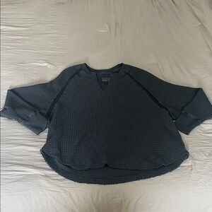 Women's Navy Waffle Knit Top